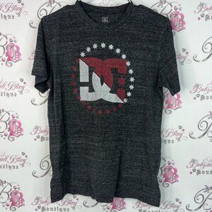 DC tshirt tee graphic skate board Men's Charcoal and Red Graphic Tee
